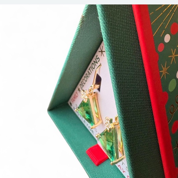 True to Form Green and Gold Christmas Tree Earrings - Picture 5 of 8